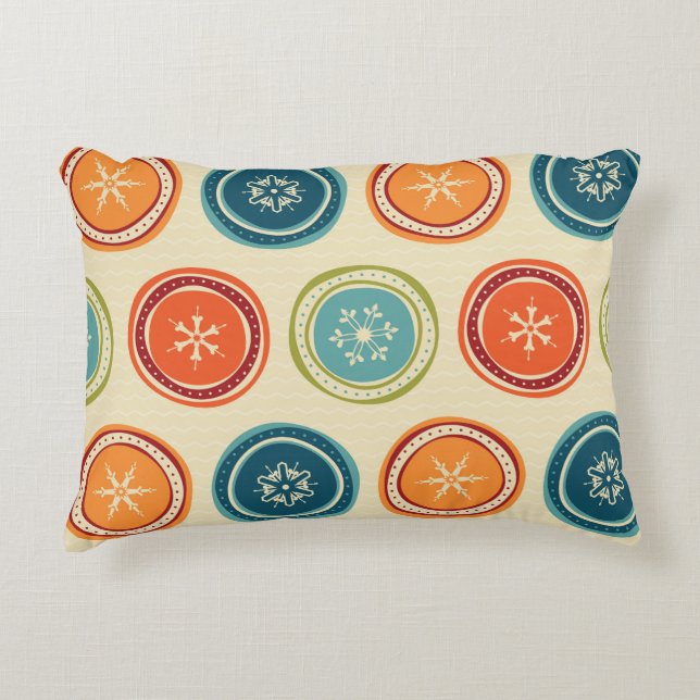 Decorative Christmas Snowflakes & Colorful Circles Pillow (Front)