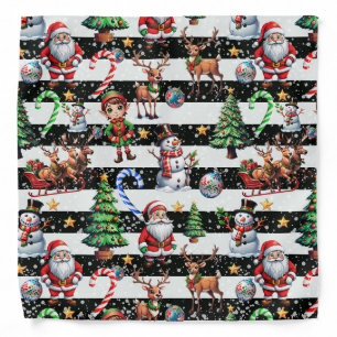Decorative Christmas Stripes Pattern Design Bandana