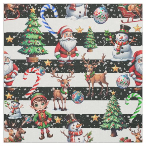 Decorative Christmas Stripes Pattern Design Fabric