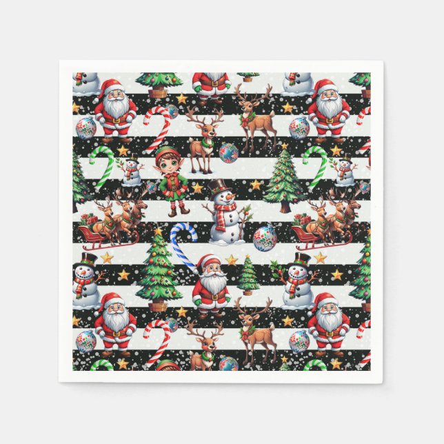 Decorative Christmas Stripes Pattern Design Napkins (Front)