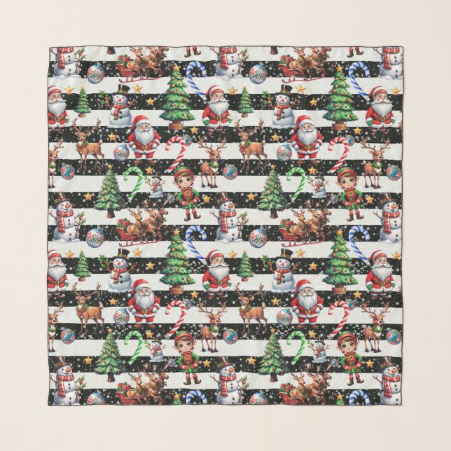 Decorative Christmas Stripes Pattern Design Scarf (Front)