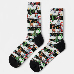 Decorative Christmas Stripes Pattern Design Socks