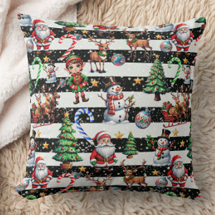 Decorative Christmas Stripes Pattern Design Throw Pillow