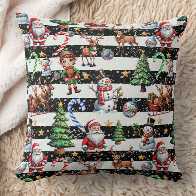 Decorative Christmas Stripes Pattern Design Throw Pillow (Creator Uploaded)