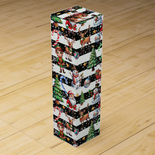Decorative Christmas Stripes Pattern Design Wine Box