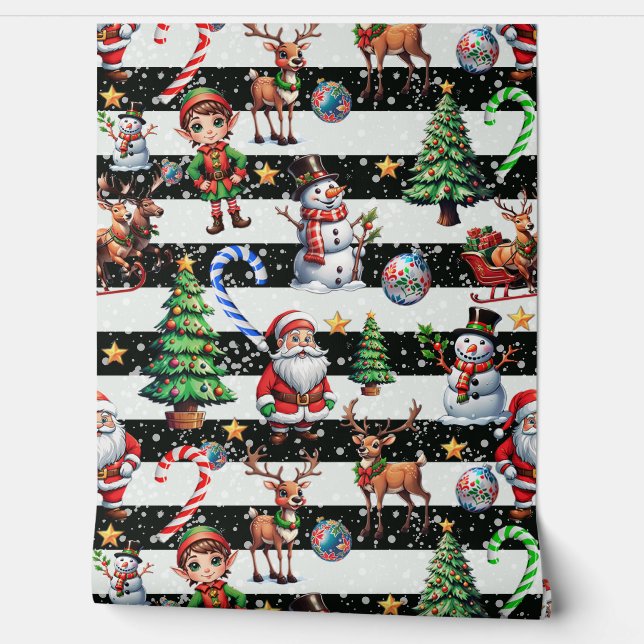 Decorative Christmas Stripes Wall (Unrolling)