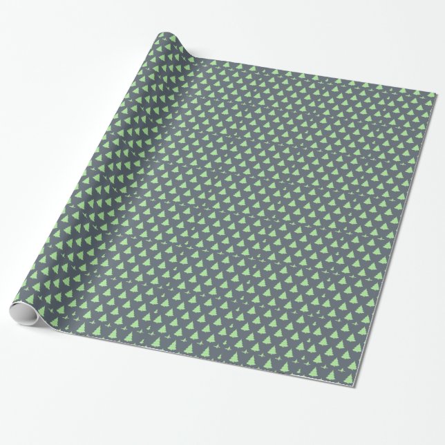 Decorative Christmas Tree Ornaments with Snow Wrapping Paper (Unrolled)