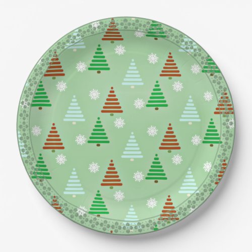 Decorative Christmas tree pattern Paper Plates