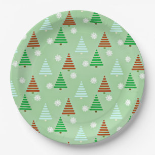 Decorative Christmas tree pattern Paper Plates