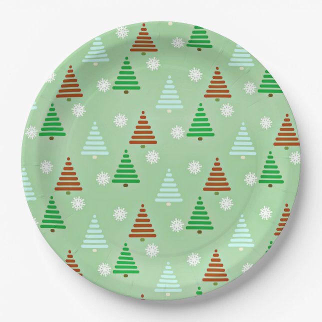 Decorative Christmas tree pattern Paper Plates (Front)