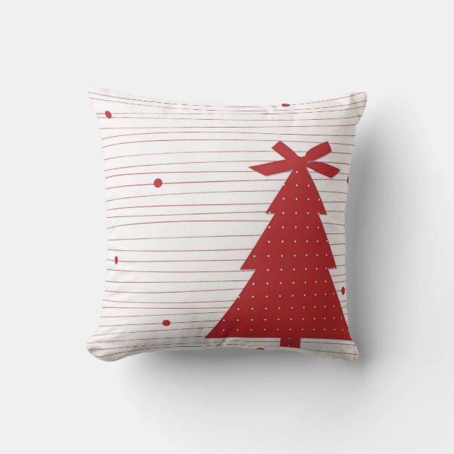 Decorative Christmas Tree Red Stripe Throw Pillow (Front)