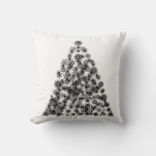 Decorative Christmas Tree White Black Sparkle Throw Pillow