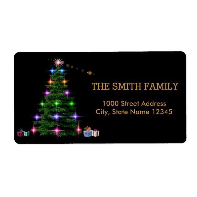 Decorative Christmas Tree with Black Background Label (Front)