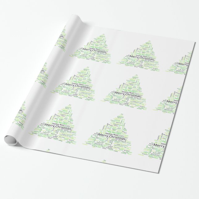 Decorative Christmas Tree Wrapping Paper (Unrolled)