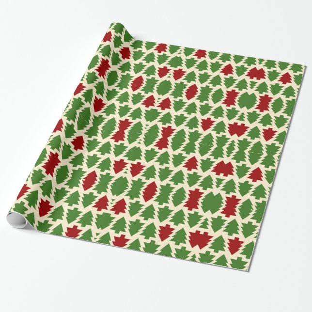Decorative Christmas Tree Wrapping Paper (Unrolled)