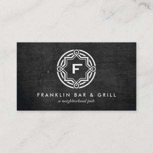 DECORATIVE CIRCLE LOGO with YOUR INITIAL Blk Wood Business Card