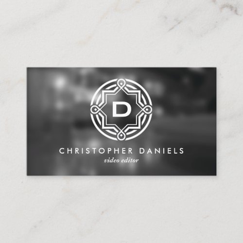 DECORATIVE CIRCLE LOGO with YOUR INITIAL Photo Business Card Template