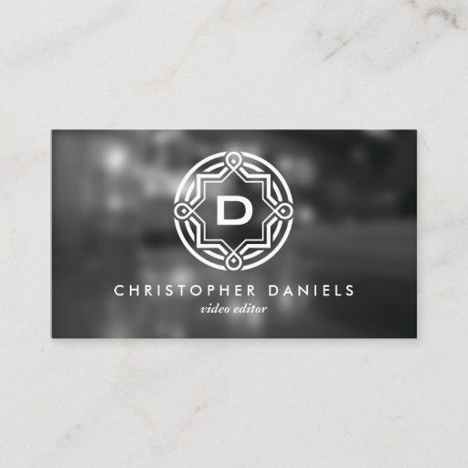 Customizable DECORATIVE CIRCLE LOGO with YOUR INITIAL Photo Business Card Template
