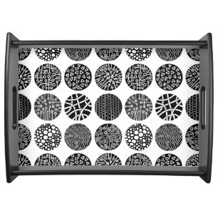 Decorative Circles - Black and White Serving Tray