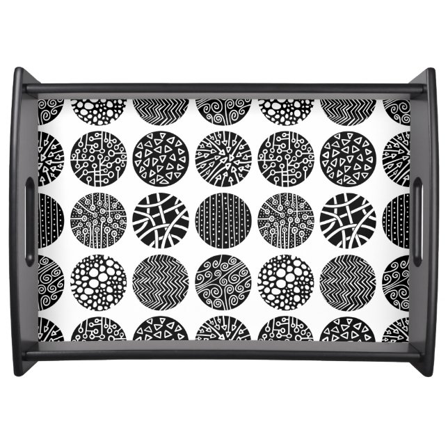 Decorative Circles - Black and White Serving Tray (Front)
