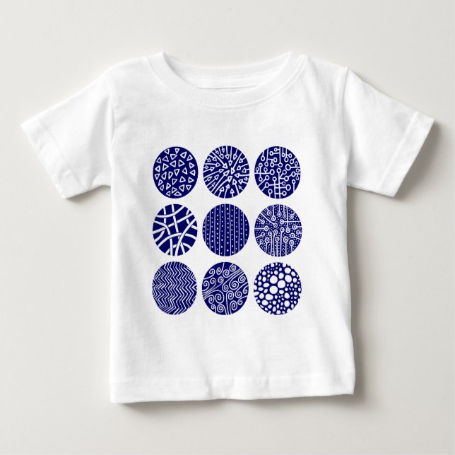 Decorative Circles - Deep Navy and White Baby T-Shirt (Front)