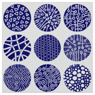 Decorative Circles - Deep Navy and White Fabric
