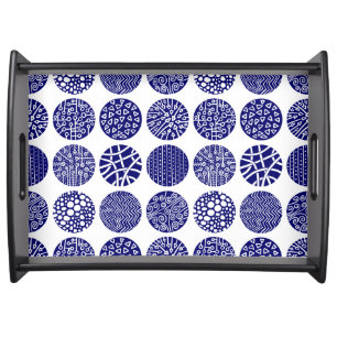 Decorative Circles - Deep Navy and White Serving Tray