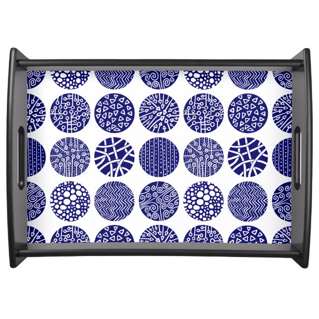 Decorative Circles - Deep Navy and White Serving Tray (Front)
