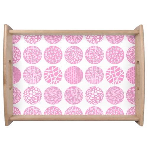 Decorative Circles _ Pink and White Serving Tray