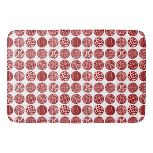 Decorative Circles _ Ruby Red and White Bath Mat