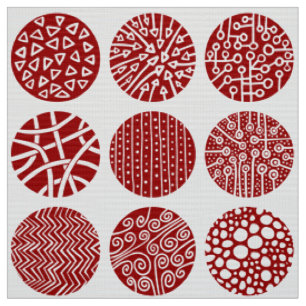 Decorative Circles - Ruby Red and White Fabric
