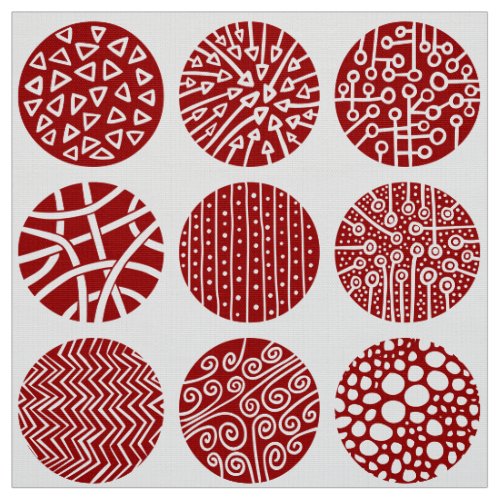 Decorative Circles _ Ruby Red and White Fabric