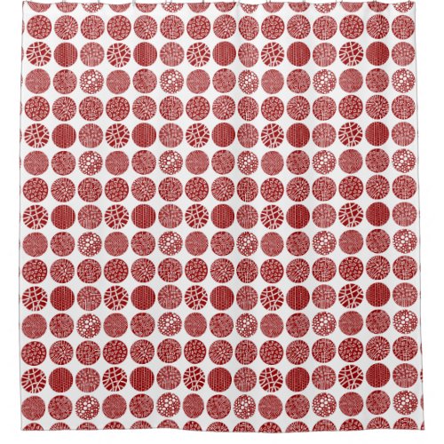 Decorative Circles _ Ruby Red and White Shower Curtain