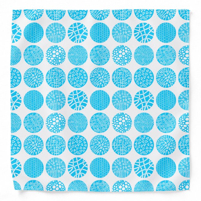 Decorative Circles - Sky Blue and White Bandana (Front)