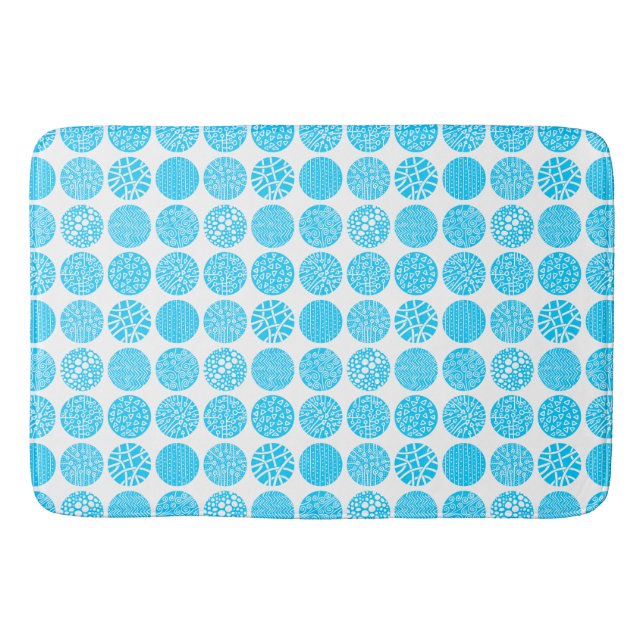 Decorative Circles - Sky Blue and White Bathroom Mat (Front)