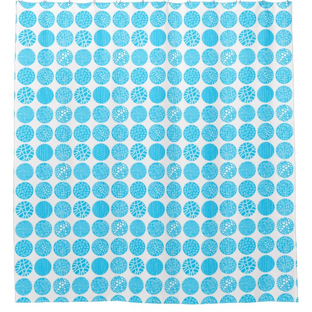 Decorative Circles - Sky Blue and White Shower Curtain (Front)