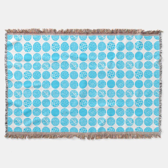 Decorative Circles - Sky Blue and White Throw Blanket (Front)