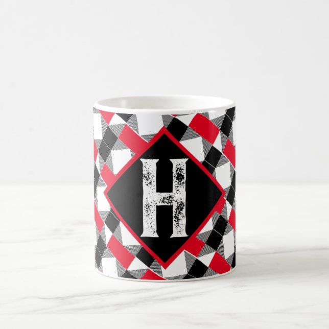 Decorative Classic Red and Black Monogram Initial Coffee Mug (Center)