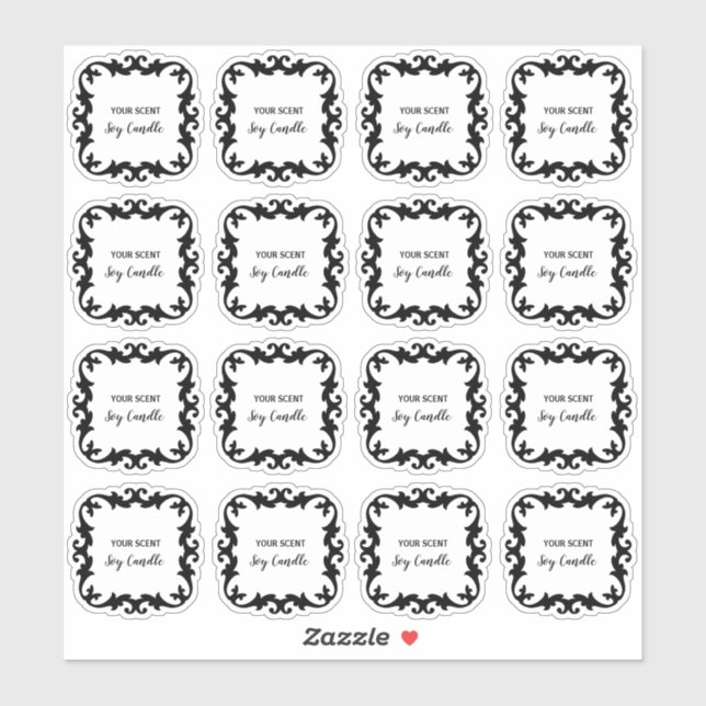 Decorative Clear Soy Candle Labels 2x2 Inches (Sheet)