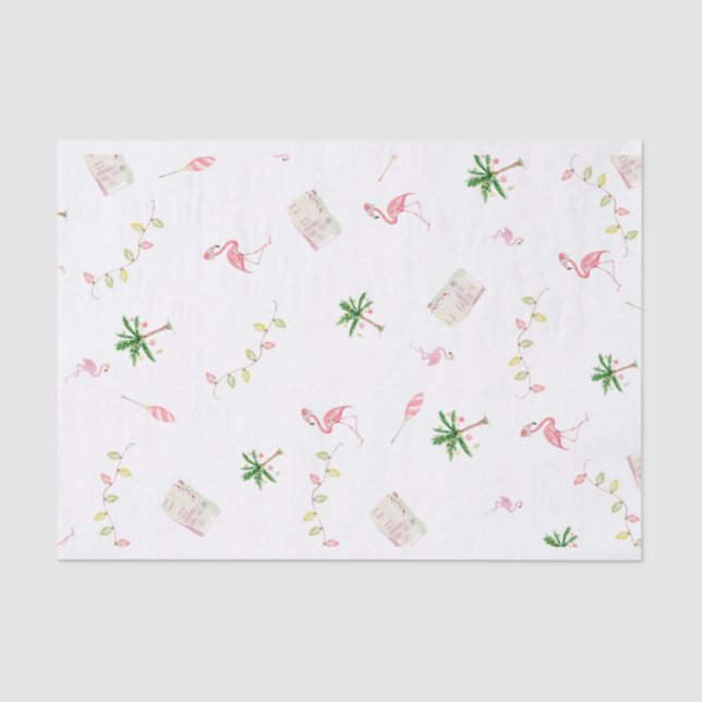 Decorative Coastal Christmas Flamingo Holiday  Tissue Paper (Front)