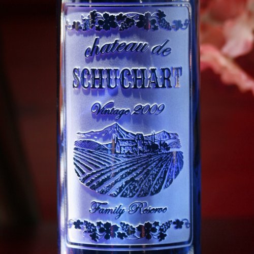 Decorative Cobalt Blue Engraved Wine Bottle