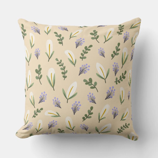 Decorative Cojin Water Flower and Lavender Throw Pillow (Front)