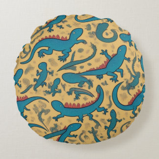 Decorative Cojin with Lagartijas Design Round Pillow