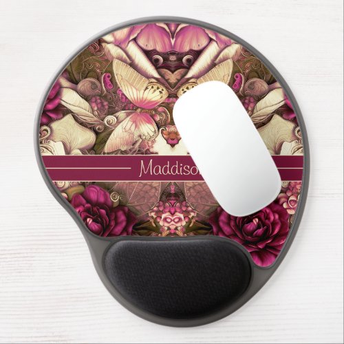 Decorative Collage Butterflies And Roses Gel Mouse Pad