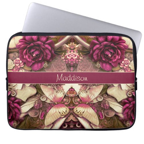 Decorative Collage Butterflies And Roses Laptop Sl Laptop Sleeve