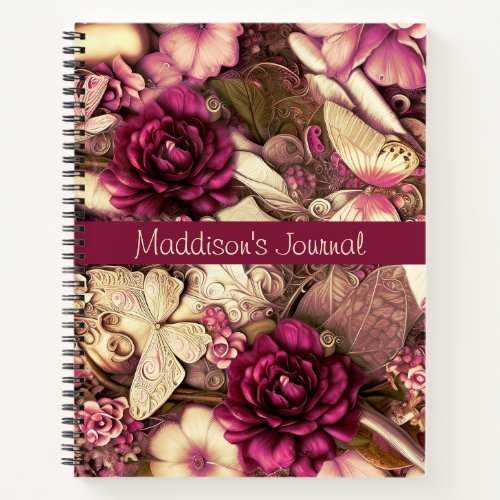 Decorative Collage Butterflies And Roses Notebook