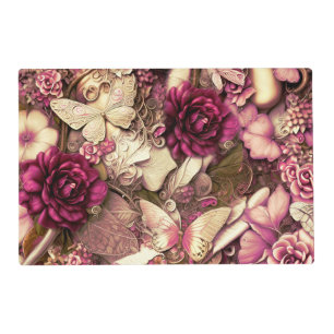 Decorative Collage Butterflies And Roses Placemat