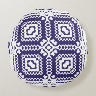 Decorative color ceramic azulejo tiles. Vintage se Round Pillow