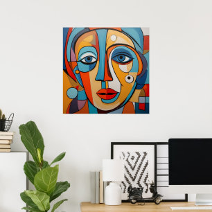 Decorative Colorful Face Abstract Art Poster