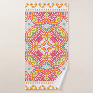 Decorative colorful ornament on a white background bath towel
